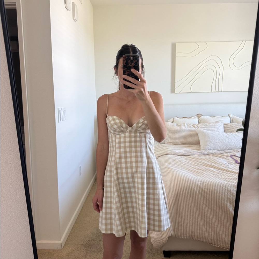 Zara Cream Checkered Dress